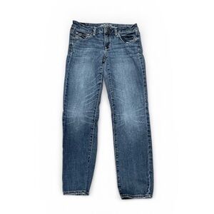 American Eagle Classic Blue Stretch Denim Skinny Jeans 8 short